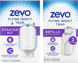 Zevo Flying Insect Trap for Indoors: Light Trap Captures Fruit Flies, Gnats and Houseflies, Starter Kit + Refills (1 Plug-in Base + 3 Cartridges)