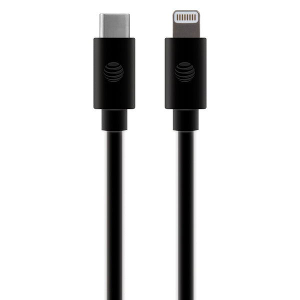 AT&T TCL01-BLK Charge and Sync USB to USB-C Cable with Lightning Connectors, 4 Feet