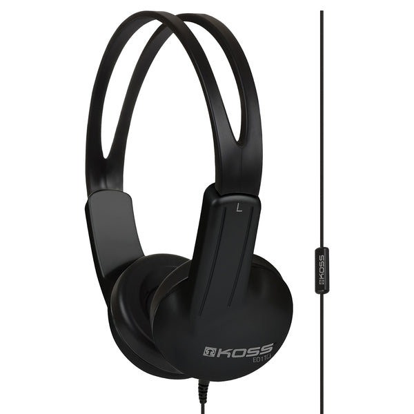 KOSS 197360.101 ED1TCiK On-Ear Headphones with Microphone and In-Line Remote, Black