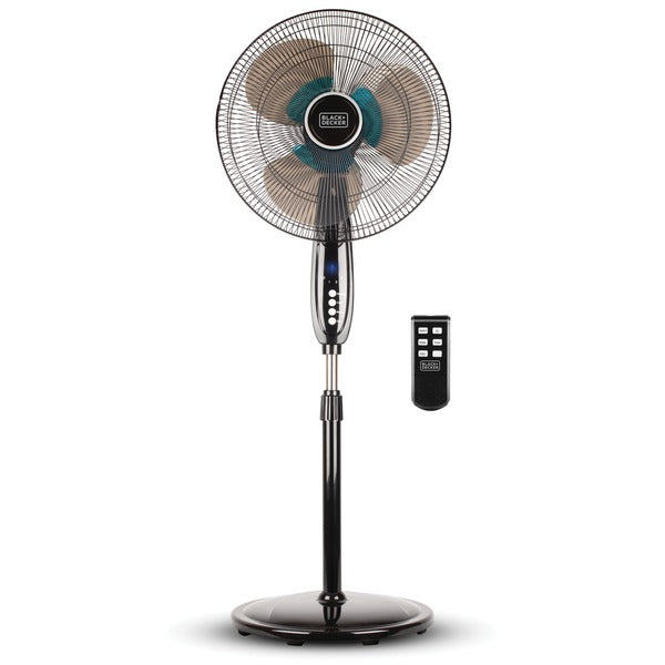 BLACK+DECKER BFSD116B 3-Speed 60-Watt 16-In. Dual-Blade Oscillating Stand Fan with Remote, BFSD116B