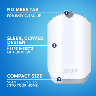 Zevo Flying Insect Trap for Indoors: Light Trap Captures Fruit Flies, Gnats and Houseflies, Starter Kit + Refills (1 Plug-in Base + 3 Cartridges)