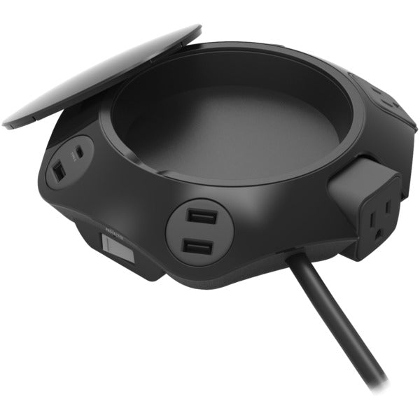 Accell D080B-042B Power Office with 4 AC Outlets, 3 USB-A, and 1 USB-C Charging Ports with 8-Ft. Cord, Black