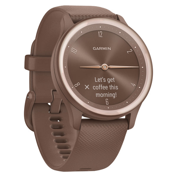 Garmin 010-02566-02 vivomove Sport Smartwatch with Silicone Band (Cocoa)