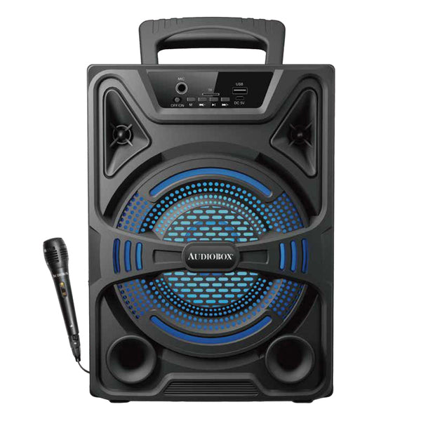 Audiobox ABX-808R Portable Bluetooth Speaker with Lights and Wired Microphone, Black, ABX-808R