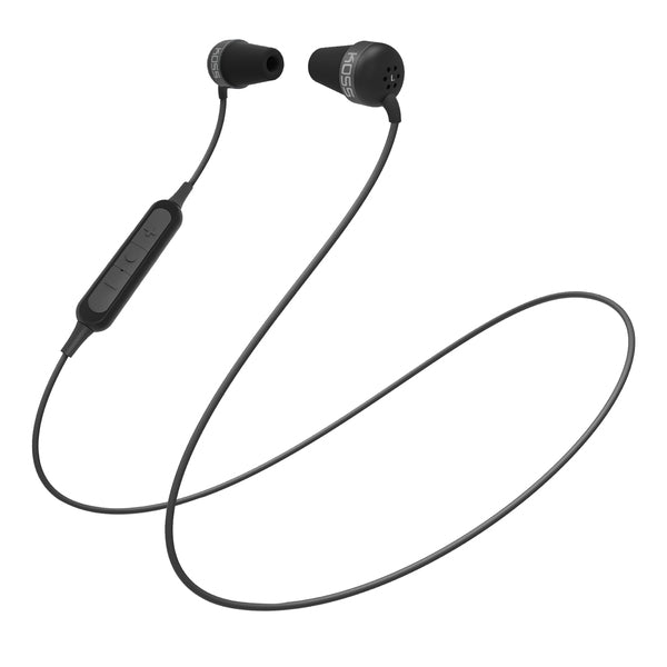 KOSS 196982.102 The Plug Bluetooth Earbuds with Microphone and In-Line Control, Black