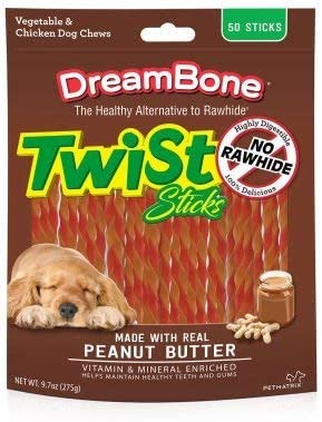 DreamBone Twist Sticks Peanut Butter 50 Pk