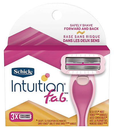 Schick Intuition f.a.b. Womens Bi-Directional Razor Refills, Pack of 3